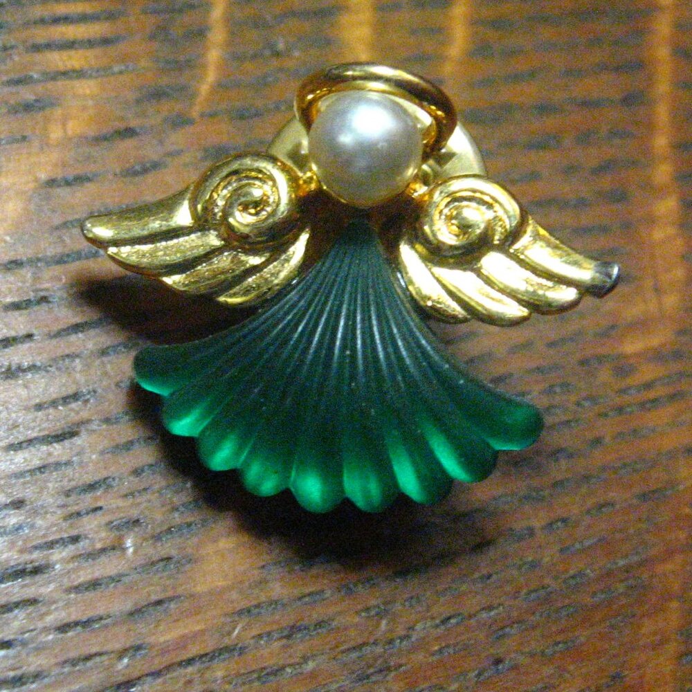 Robyn Rush RR Vintage Rhinestone Guardian Angel Lapel Pin